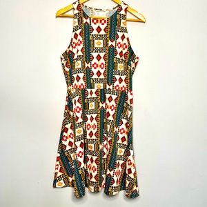 H&M Aztec Print Sleeveless Fit & Flare Dress